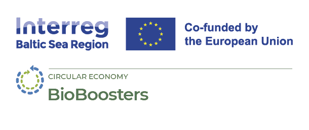 Logo projektu BioBoosters i nazwa programu Interreg Region Morza Bałtyckiego