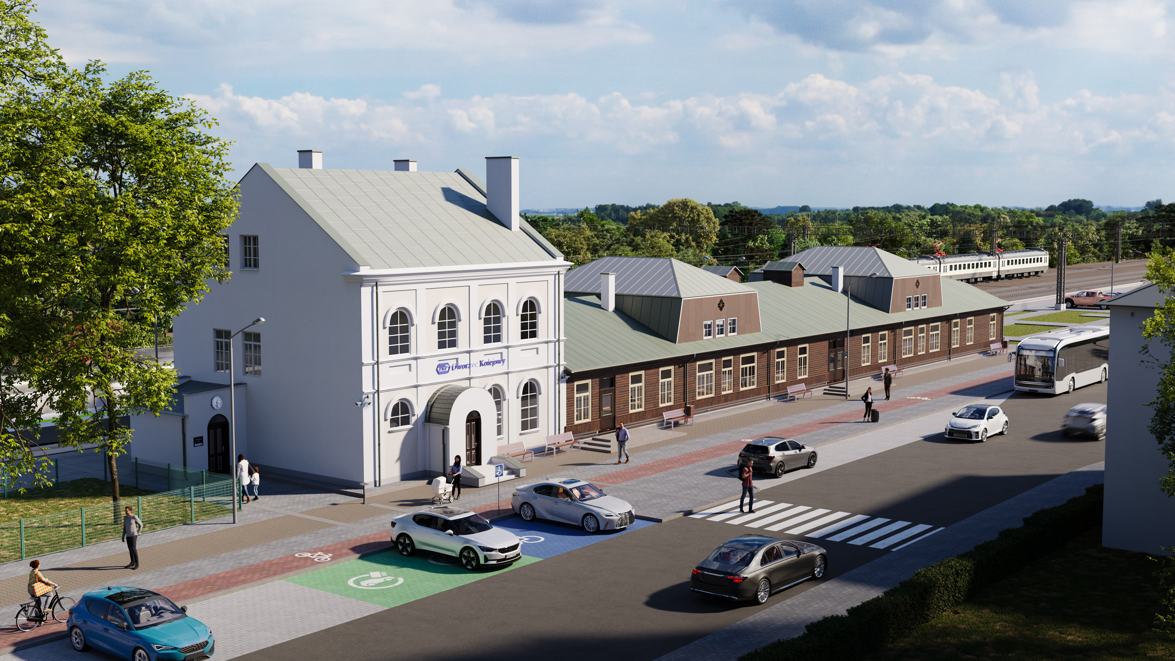 wizualizacja dworca w Dęblinie